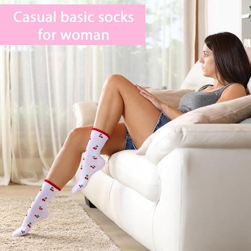 scenicamp 6 Pairs Women Cute Ruffle Crew Socks for Ladies Girls | Colorful Hearts Socks, Frilly Design, Breathable Comfortable Cotton Material, Ribbed, Casual Daily Wear, Size 5-10 thumbnail 6