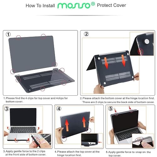 MOSISO Compatible with MacBook Air 13 inch Case 2021 2020 2019 2018 Release A2337 M1 A2179 A1932 Retina Display, Plastic Leopard Grain Hard Shell Case&Keyboard Cover&Screen Protector, Black thumbnail 7
