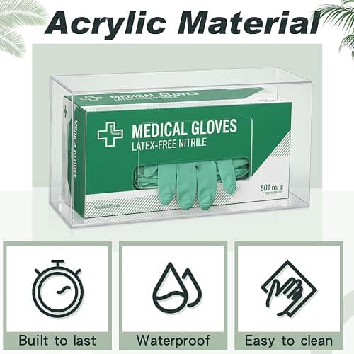 Thyle 2 Pcs Glove Box Holder Wall Mount Acrylic Dispenser Single Side Loaded Disposable Latex Rubber Glove Box for Kitchen, Office, Restaurant (Clear) thumbnail 3