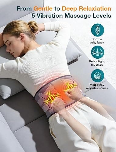 ALLJOY 67" Cordless Heating Pad for Back, FSA Eligible Items Only List, Father-s Day Gift-s for Dad Women Men, Portable Lower Back Massager with 3 Heat 5 Vibration, Wireless Heating Pad for Cramps thumbnail 3