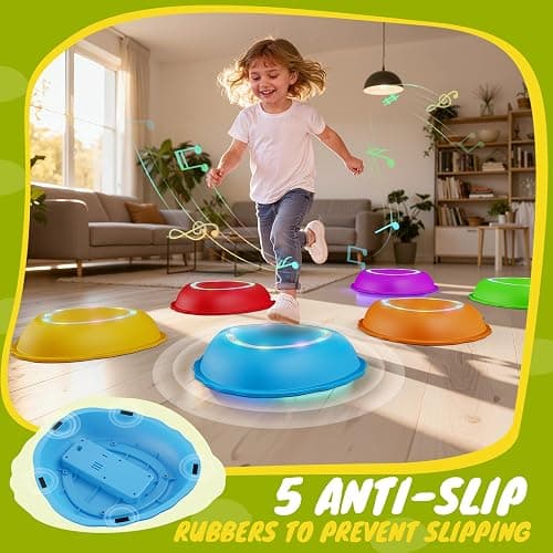 Scvcid Rechargeable Stepping Stones for Kids, 6pcs Music and Light Up Anti-Slip Balance Sensory Toys for Toddler, Kids Indoor and Outdoor Play Equipment, Birthday Gifts Toys for 3 4 5+ Year Old Kids thumbnail 3