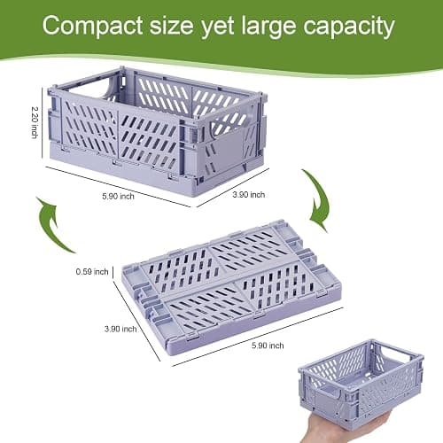 HUUSMOT 6-Pack Small Pastel Plastic Storage Baskets, Collapsible Crates for Organizing, Space-Saving Mini Bins for Classroom, Kitchen, Office, Bedroom (5.9" x 3.8" x 2.2") thumbnail 2