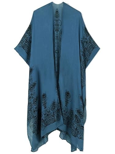 Spicy Sandia Kimonos for Women Floral Beach Cover Up Loose Swimsuit Bathing Suit Coverup Cardigan for Summer Swimwear thumbnail 6