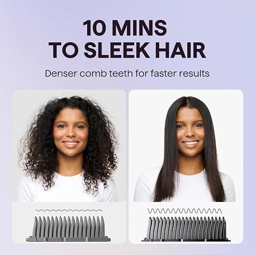 Wavytalk Hair Straightener Brush, Sleek Sweep Ionic Straightening Brush, Anti-Scald Ceramic Straightener Comb with LED Display for Super Smooth Hair. thumbnail 3