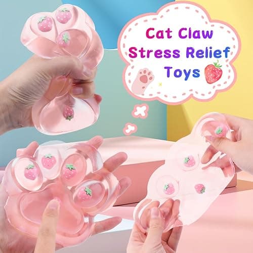 Giant Taba Squishy Paw Toys, Cute Cat Paw Squishy, Fufu Squishy Fidget Toys for Kids and Adults, Super Soft Big Strawberry Cat Paw Squeeze Toys for Stress Relief, Holiday Party Birthday Gifts thumbnail 2