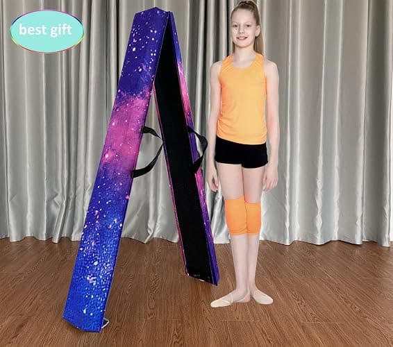 Marfula 6 FT / 8 FT / 9 FT Folding Gymnastics Beam Foam Balance Floor Beam | Extra Firm Foam Balance Beam with Suede Cover,Anti slip Bottom with Carry Bag,Fold Gymnastic Equipment For Kids Home Club Use thumbnail 6