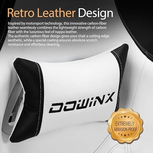 Dowinx Gaming Chair Breathable PU Leather Gamer Chair with Footrest Massage Lumbar Support, Big and Tall Ergonomic Reclining Computer Chair with Pocket Spring Cushion for Adults Teens (Black&White) thumbnail 5