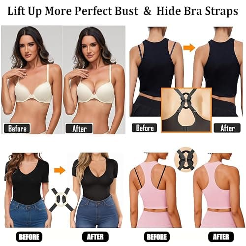 FIVEGOGO Clear Bra Straps, 4 Pairs Invisible Bra Straps+4Pcs Strap Clips, Adjustable Bra Straps Bra Clips to Make Racerback thumbnail 6