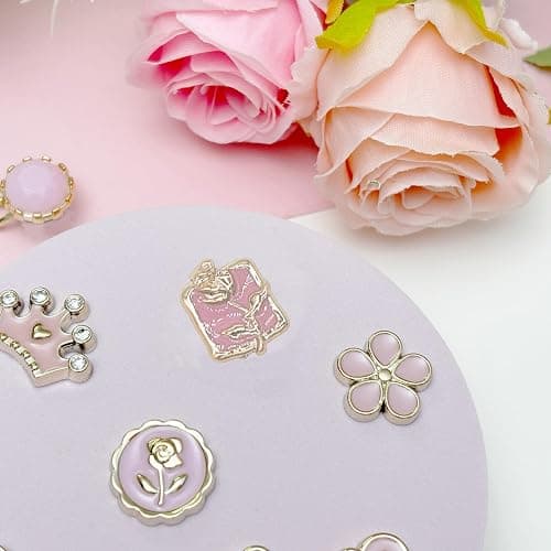 Bling Shoe Charms for Women, Sparkle Rhinestones Shoe Decoration Charms, Girly Shoe Chains for Clog Sandals, DIY Shoe Accessories for Party Favor - Light Pink thumbnail 7