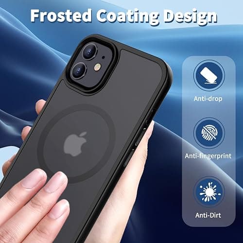 CACOE Magnetic Case for iPhone 12 & iPhone 12 Pro 2020 6.1 inch-Compatible with MagSafe & Magnetic Car Phone Mount,TPU Thin Phone Cases Cover Protective Shockproof Anti-Fingerprint(Matte Black) thumbnail 2