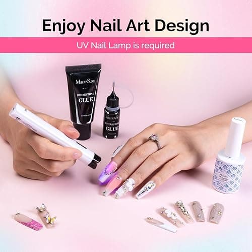 MelodySusie Rhinestone Glue Super Strong Gel Nail Glue for 3D Sculpting Nail Art Design Chrome Powder Decals Decor Need UV/LED Cured 30g thumbnail 8