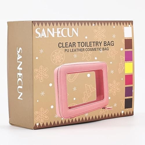 SANHECUN Toiletry bag waterproof cosmetic organizer with handle lagre opening for travelling - Carry on 8 inch - White thumbnail 5