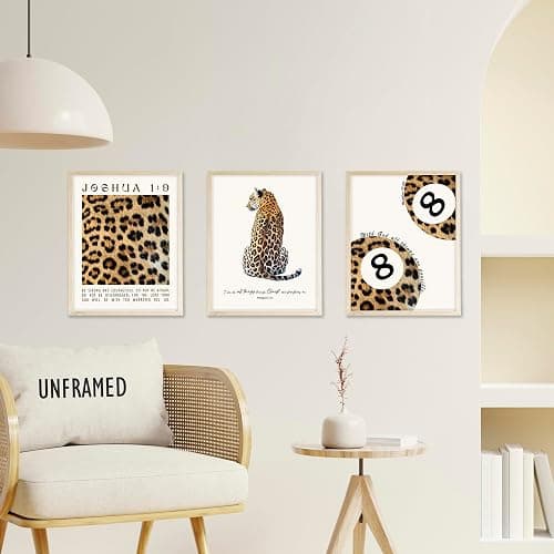 Eastern Print Trendy Leopard Print Wall Art Set, Cheetah Prints Room Decor, Bible Verse Art Prints, Trendy Decor for Bedroom, Living Room, Lucky 8 Ball Aesthetic Posters, 6Pcs 8x10in, UNFRAMED thumbnail 9