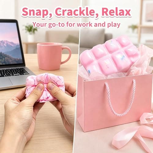 Wax Cracking Squishies, Pink Crunchy Squeeze Fidget Toys for Adults | Stress Relief Hand Relax with Satisfying Crackling Sound, Christmas, Party Favors, Stocking Stuffers thumbnail 5