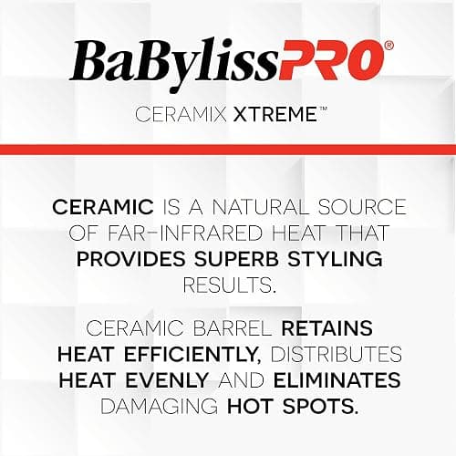 BaBylissPRO Ceramix Xtreme Dual Voltage Ceramic Curling Iron with Far Infrared Heat up to 430°F and Negative Ions, Spring Handle thumbnail 2