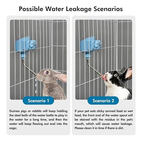 Vannon Top Fill Small Animal Water Dispenser for Cage, 23oz Auto Feeding Crate Water Bottle for Rabbit, Chinchilla, Ferret, Guinea Pig, Squirrel, Hedgehog, Pet Nozzle Diameter: 10mm, BPA Free, Blue thumbnail 3