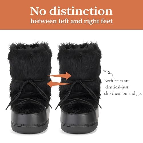 IXU Women's Fuzzy Snow Boots Winter Mid Calf Faux Fur Boots Lace-up Warm Winter Boot thumbnail 2