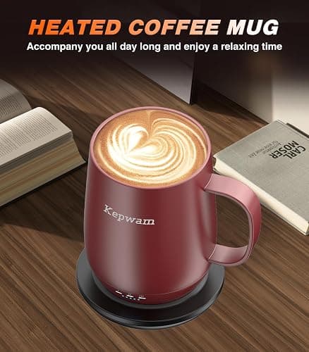 Kepwam Self Heating Coffee Mug T2, 16oz Smart Heated Coffee Mug, 150 Min Battery Life - Hot up to 149℉ Temperature Control Coffee Mug Warmer, Gifts for Dad Mom (No APP) thumbnail 5