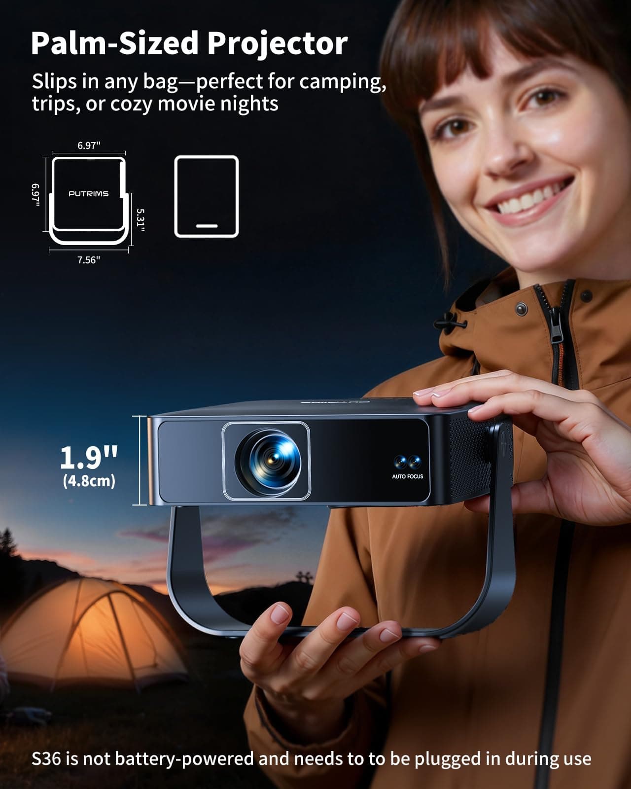 4k Projector 【Compatible with Netflix/Disney/Live TV &330° Rotatable】Mini Projector Portable with Auto Focus& 6D Keystone,1080P Full HD Smart Projector WiFi6 Bluetooth for Home Cinema Ceiling/Outdoor thumbnail 4