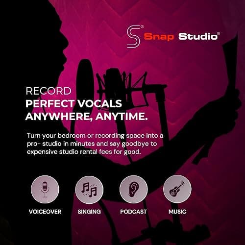 Snap Studio Ultimate Vocal Booth | Portable Sound Booth for Recording Echo-Free Vocals | 360 Reverb Stand-In Isolation Shield | Pro-Sound Blankets | Recommended by Rolling Stone - Black thumbnail 4