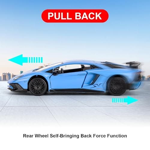 TGRCM-CZ 1/36 Scale Lamborghini Aventador LP700-4 Casting Car Model, Zinc Alloy Toy Car for Kids, Pull Back Vehicles Toy Car for Toddlers Kids Boys Girls Gift (Blue) thumbnail 4