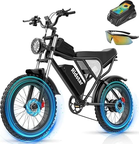 Electric Bike for Adults Q20, 2000/1500W, 37/30MPH,52V 40AH,48V/20AH E-Bike,30-180 Miles Electric Motorcycle, 20" Fat Tire Dirt Bike, UL2849 All Terrain for Mountains, Snow, Sand, Road - 𝗤𝟮𝟬-𝟭𝟱𝟬𝟬𝗪 𝟰𝟴𝗩𝟮𝟬𝗔𝗛