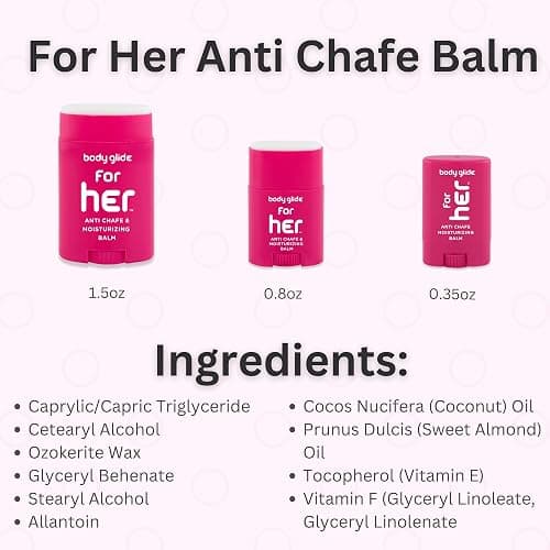 Body Glide For Her Anti Chafe Balm | Chafing stick with added emollients | Great for dry, sensitive skin and/or sensitive areas | Use on chest, bra, butt, groin, arm, and thigh chafing | 1.5oz thumbnail 7