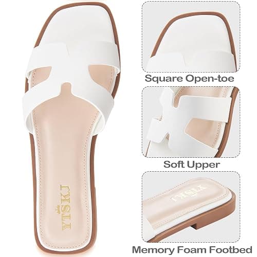 YTSKJ Sandals for Women 2026 Dressy Slides Flat Open Toe Comfortable Soft Leather Slip On Ladies Casual Wide Width Cute Trendy Shoes Summer Beach thumbnail 4
