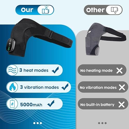 Cordless Shoulder Heating Pad with Massage, Heated Shoulder Wrap with Massage for Rotator Cuff Shoulder Brace, Shoulder Massager for Pain Relief Deep Tissue, Black thumbnail 5