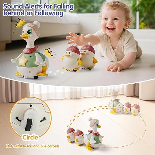 HOLA Baby Toys 6-12 Months Musical Dancing Duck Toy Set with Mama and Babys Tummy Time Toys, Crawling and Interaction Modes 1 Year Old Girl Boy Baby Stocking Stuffers thumbnail 6