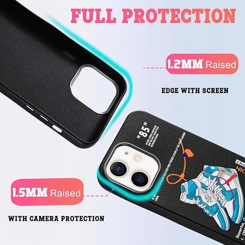 WMFLLNL Cool Phone Case for iPhone 13 Case for Boys Men Basketball Shoes Sneaker Print Design Cases Compatible with iPhone 13 Black thumbnail 2