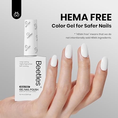 Beetles White Gel Polish - Hema-Free French Gel Nail Polish High Gloss Colors Soak Off Pure White Rhythm Nail Polish Nail Art Manicure Salon White Color Bottle | Soak Off Pure White Rhythm Nail Polish Nail Art Manicure Salon White Color Bottle thumbnail 2