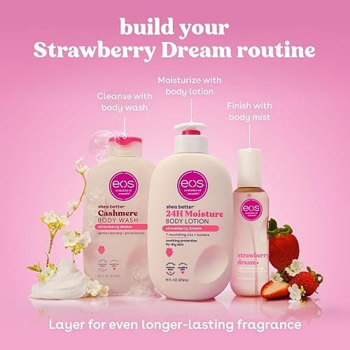 eos Cashmere Body Wash – Strawberry Dreams, Moisturizing Body Wash, Creamy Gel Formula, with Shea Butter, Glycerin, Vitamin E, pH Balanced, Sensitive Skin, Vegan, 16 fl oz thumbnail 7