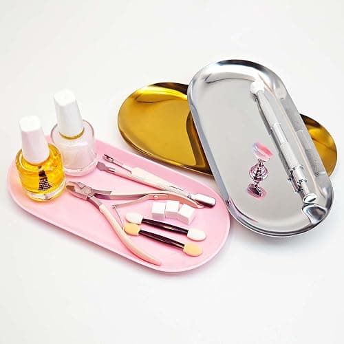 cgllwnmix Nail Tray Pink Manicure Tool Tray Display Nail Art Dish Storage Oval Manicure Tray Jewelry Rhinestone Cosmetics Organizer Decorative Small Storage Plate thumbnail 8