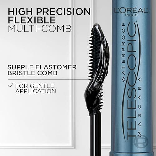 L'Oréal Paris Mascara, Telescopic Original Waterproof Mascara to Achieve Dramatic Lash Length, Smudge-Proof, Long-Wearing Formula for All-Day Wear, Black thumbnail 5