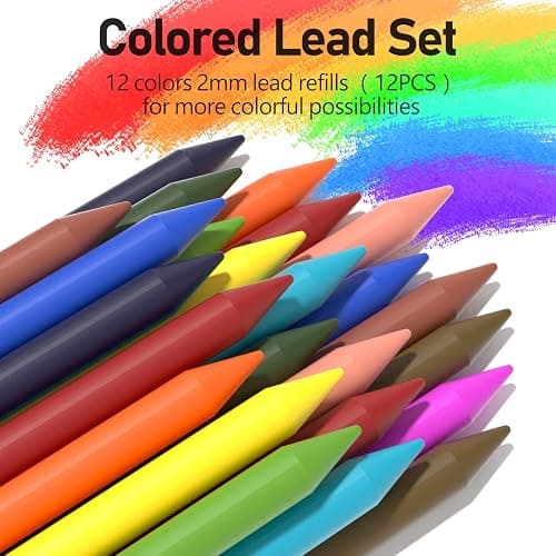 Four Candies 2MM Mechanical Pencil Set with case, Artist Led Pencil Metal Lead Holder with 60PCS Graphite Lead Refill (HB, 2H, 2B, 4B, Color) Kneaded Eraser, Sharpener for Writing, Drawing, Sketching thumbnail 7