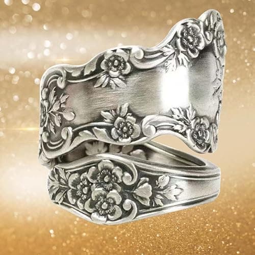 925 Sterling Silver Oxidized Spoon Ring Adjustable Ring Jewelry Gifts for Women thumbnail 3