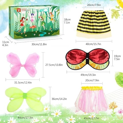 Toycost Girls Princess Dress up Trunk Ladybug, Bee, Butterfly, Green Fairy Role Play Costume Set for Little Girls Toddler Aged 3-7 thumbnail 3