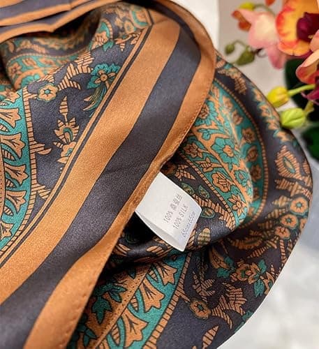 JERLA 100% Pure Mulberry Silk Square Scarf for Hair-27''x27'' Women Men Natural Silk Neckerchief Headscarf thumbnail 5