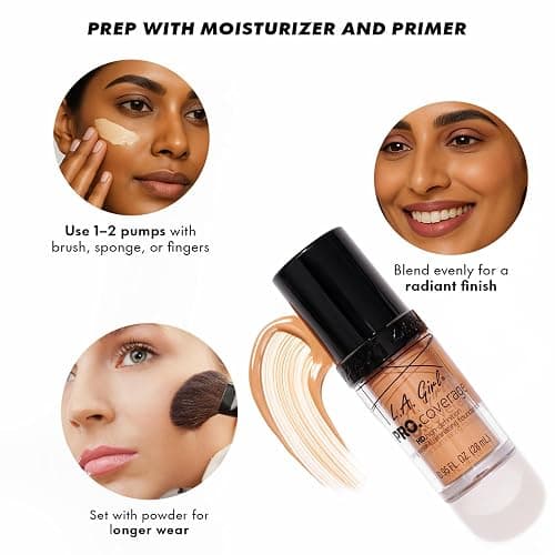 L.A. Girl Pro Coverage Liquid Foundation, White, 0.95 Fl Oz thumbnail 5