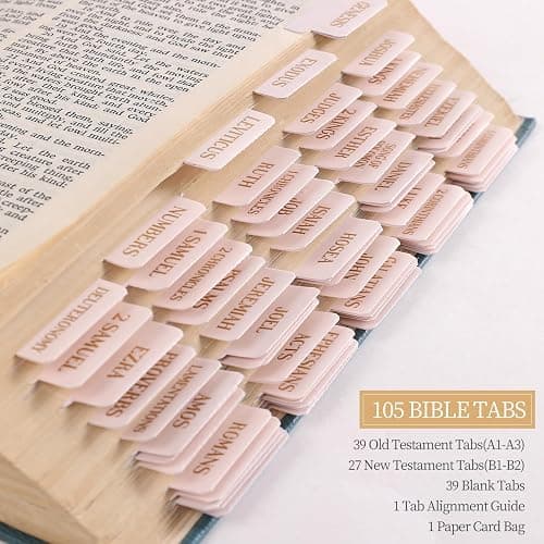 Laminated Bible Tabs, Gold Foil Embossed Lettering Bible Chapter Index Tabs for Women Men, Reposition Large Print Sticky Labels, Easy to Read and Apply, 105Chapters Labels for Easy Navigation (Creamy) thumbnail 8