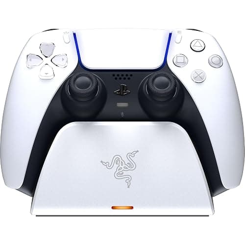 Razer Quick Charging Stand for PlayStation 5: Quick Charge - Curved Cradle Design - Matches PS5 DualSense Wireless Controller - One-Handed Navigation - USB Powered - White (Controller Sold Separately) - Image 1