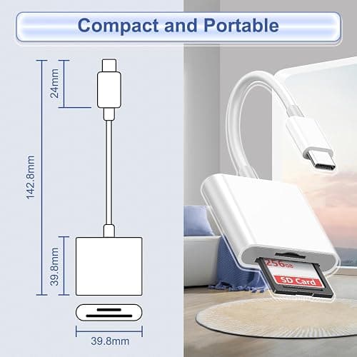 SD Kartenleser USB C für iPhone 17/16/15, 2 in 1 USB C auf SD/Micro SD Card Reader Kartenlesegerät Typ C Speicherkartenleser Adapter für iPad Pro/Air, Samsung Galaxy Serie,Laptop und mehr Typ C-Geräte thumbnail 5