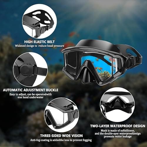 Diving mask Anti-Fog Swimming Snorkel mask Suitable for Adults Scuba Dive Swim Snorkeling Goggles Masks thumbnail 4