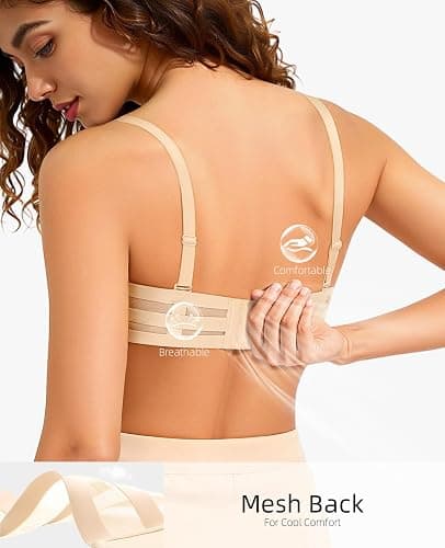 Upushall Push Up Padded Bra Plunge T-Shirt Bras for Women Add 2 Cup Sizes thumbnail 4