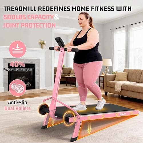 Walking Pad Treadmill with Incline 20%, Manual Foldable Walking Pad with Handle Bar, 500lbs Capacity, Non-Slip Surface, Fixed Incline, Digital Monitor, Compact Build for Home/Gym/Indoor/Outside thumbnail 2