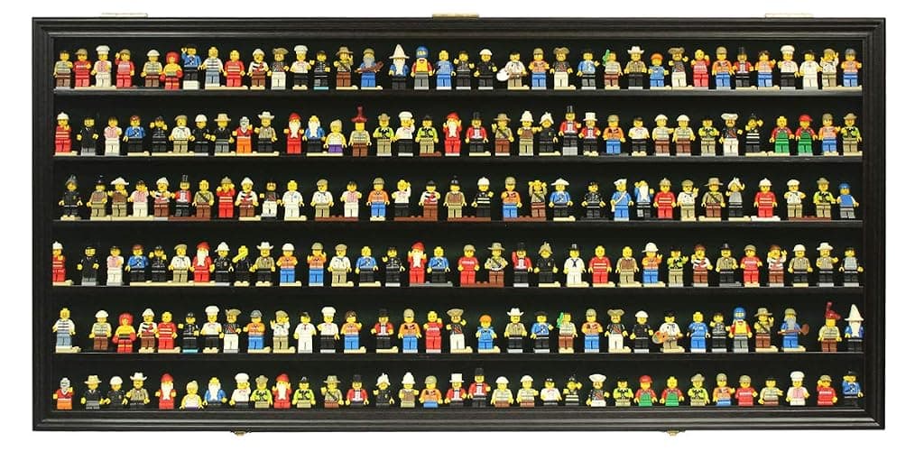 DisplayGifts Toy Minifigures Miniatures Display Case Frame Wall Cabinet Stand 200 Toys Dust Protection Black thumbnail 4