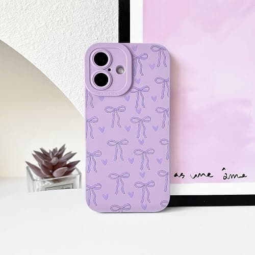 Lovmooful for iPhone 16 Plus Case Cute Ribbon Bowknot Heart-Purple | Compatible for iPhone 16 Plus Case,Cool Design,for Girls Women,Soft TPU,Shockproof,Protective,Girly thumbnail 5