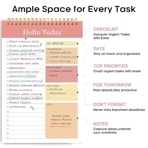 Taja To Do List Notepad - To Do List Notebook for Work with 52 Sheets, 9.8" x 6.5", Undated Daily Planner Perfect for Daily Tasks and Goal Setting, Notepad Suitable for Office, Home & School - Pink thumbnail 3