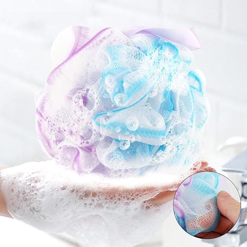 Chuya Bath Sponges Loofahs 70 Grams Large Size,4 Pack Shower Sponge Exfoliating Cleaning Bath Loofa Body Scrubber Balls for Women Men Children Washing thumbnail 5